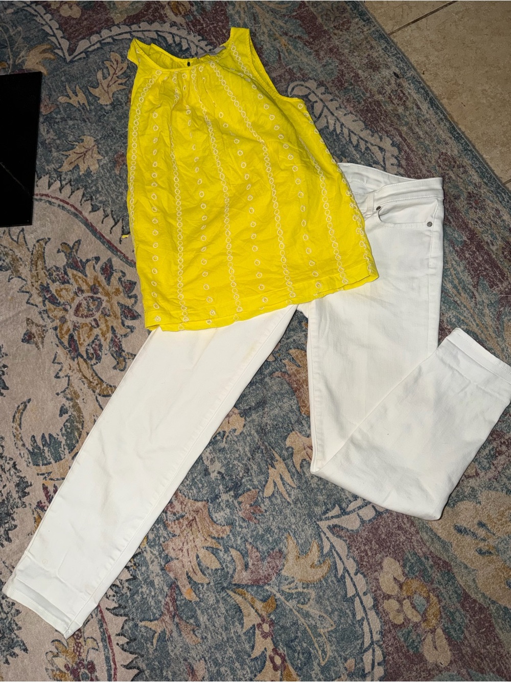 J. Crew Yellow Eyelet Sleeveless Blouse